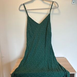 Green Floral Spaghetti Strap Dress